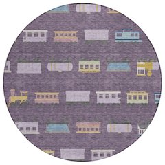 Machine Washable Indoor/Outdoor Chantille ACN2621 Purple 8' x 8' Round Rug