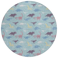 Machine Washable Indoor/Outdoor Chantille ACN2622 Teal 8' x 8' Round Rug