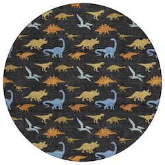 Machine Washable Indoor/Outdoor Chantille ACN2622 Black 8' x 8' Round Rug