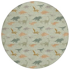 Machine Washable Indoor/Outdoor Chantille ACN2622 Green 8' x 8' Round Rug