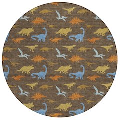 Machine Washable Indoor/Outdoor Chantille ACN2622 Brown 8' x 8' Round Rug