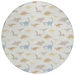Machine Washable Indoor/Outdoor Chantille ACN2622 Ivory 8' x 8' Round Rug