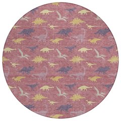 Machine Washable Indoor/Outdoor Chantille ACN2622 Pink 8' x 8' Round Rug