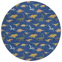 Machine Washable Indoor/Outdoor Chantille ACN2622 Blue 8' x 8' Round Rug
