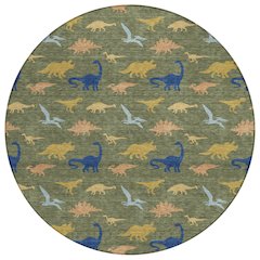 Machine Washable Indoor/Outdoor Chantille ACN2622 Green 8' x 8' Round Rug
