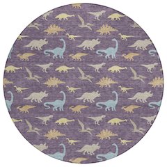 Machine Washable Indoor/Outdoor Chantille ACN2622 Purple 8' x 8' Round Rug
