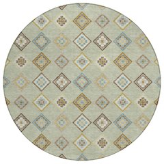 Machine Washable Indoor/Outdoor Chantille ACN2624 Green 8' x 8' Round Rug