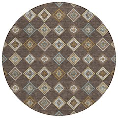 Machine Washable Indoor/Outdoor Chantille ACN2624 Brown 8' x 8' Round Rug
