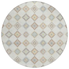 Machine Washable Indoor/Outdoor Chantille ACN2624 Ivory 8' x 8' Round Rug
