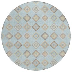 Machine Washable Indoor/Outdoor Chantille ACN2624 Blue 8' x 8' Round Rug