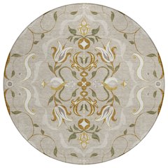 Machine Washable Indoor/Outdoor Chantille ACN2625 Brown 8' x 8' Round Rug
