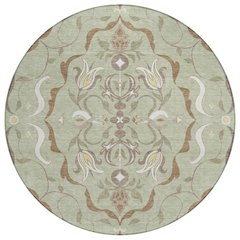 Machine Washable Indoor/Outdoor Chantille ACN2625 Green 8' x 8' Round Rug