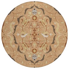 Machine Washable Indoor/Outdoor Chantille ACN2625 Orange 8' x 8' Round Rug