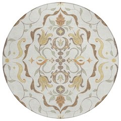 Machine Washable Indoor/Outdoor Chantille ACN2625 Ivory 8' x 8' Round Rug