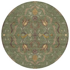 Machine Washable Indoor/Outdoor Chantille ACN2625 Green 8' x 8' Round Rug
