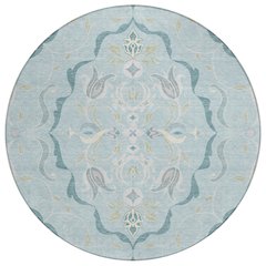 Machine Washable Indoor/Outdoor Chantille ACN2625 Blue 8' x 8' Round Rug