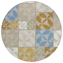 Machine Washable Indoor/Outdoor Chantille ACN2626 Brown 8' x 8' Round Rug