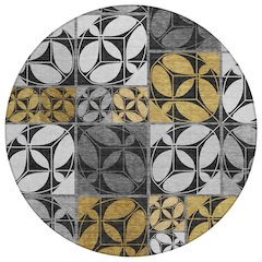 Machine Washable Indoor/Outdoor Chantille ACN2626 Black 8' x 8' Round Rug