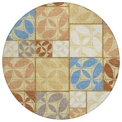 Machine Washable Indoor/Outdoor Chantille ACN2626 Gold 8' x 8' Round Rug