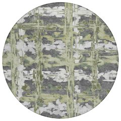 Machine Washable Indoor/Outdoor Chantille ACN2627 Green 8' x 8' Round Rug