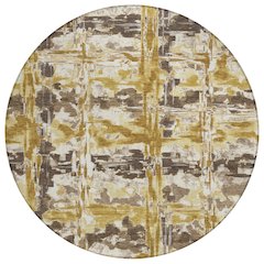 Machine Washable Indoor/Outdoor Chantille ACN2627 Gold 8' x 8' Round Rug