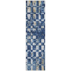 Machine Washable Indoor/Outdoor Chantille ACN2628 Blue 2'3" x 7'6" Runner Rug