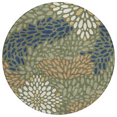 Machine Washable Indoor/Outdoor Chantille ACN2629 Green 8' x 8' Round Rug