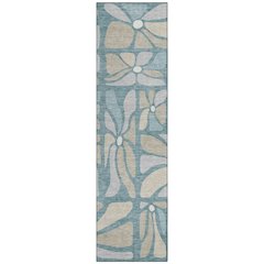 Machine Washable Indoor/Outdoor Chantille ACN2630 Teal 2'3" x 7'6" Runner Rug