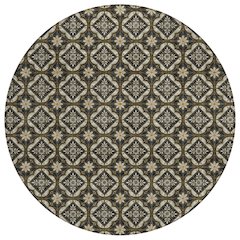 Machine Washable Indoor/Outdoor Chantille ACN2631 Black 8' x 8' Round Rug