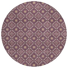 Machine Washable Indoor/Outdoor Chantille ACN2631 Purple 8' x 8' Round Rug