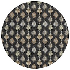 Machine Washable Indoor/Outdoor Chantille ACN2632 Black 8' x 8' Round Rug