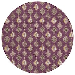 Machine Washable Indoor/Outdoor Chantille ACN2632 Purple 8' x 8' Round Rug