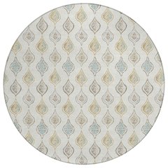 Machine Washable Indoor/Outdoor Chantille ACN2632 Ivory 8' x 8' Round Rug