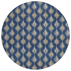 Machine Washable Indoor/Outdoor Chantille ACN2632 Blue 8' x 8' Round Rug