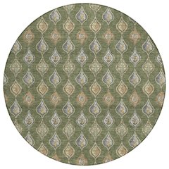 Machine Washable Indoor/Outdoor Chantille ACN2632 Green 8' x 8' Round Rug