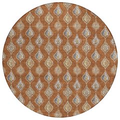 Machine Washable Indoor/Outdoor Chantille ACN2632 Orange 8' x 8' Round Rug