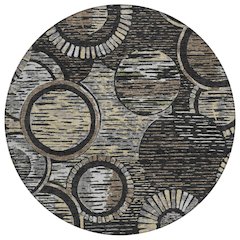 Machine Washable Indoor/Outdoor Chantille ACN2633 Black 8' x 8' Round Rug