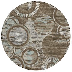 Machine Washable Indoor/Outdoor Chantille ACN2633 Brown 8' x 8' Round Rug