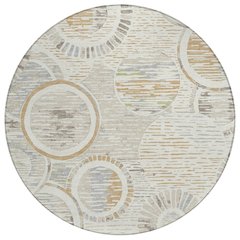 Machine Washable Indoor/Outdoor Chantille ACN2633 Ivory 8' x 8' Round Rug