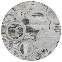 Machine Washable Indoor/Outdoor Chantille ACN2633 Gray 8' x 8' Round Rug