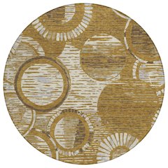 Machine Washable Indoor/Outdoor Chantille ACN2633 Gold 8' x 8' Round Rug