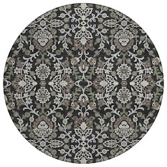Machine Washable Indoor/Outdoor Chantille ACN2634 Black 8' x 8' Round Rug