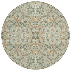 Machine Washable Indoor/Outdoor Chantille ACN2634 Green 8' x 8' Round Rug