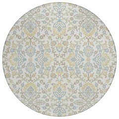 Machine Washable Indoor/Outdoor Chantille ACN2634 Ivory 8' x 8' Round Rug