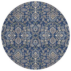 Machine Washable Indoor/Outdoor Chantille ACN2634 Blue 8' x 8' Round Rug