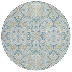 Machine Washable Indoor/Outdoor Chantille ACN2634 Blue 8' x 8' Round Rug