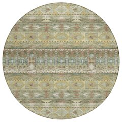 Machine Washable Indoor/Outdoor Chantille ACN2635 Green 8' x 8' Round Rug