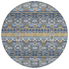 Machine Washable Indoor/Outdoor Chantille ACN2635 Blue 8' x 8' Round Rug