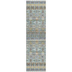 Machine Washable Indoor/Outdoor Chantille ACN2635 Teal 2'3" x 7'6" Runner Rug