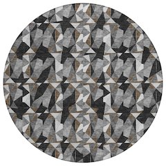 Machine Washable Indoor/Outdoor Chantille ACN2636 Black 8' x 8' Round Rug